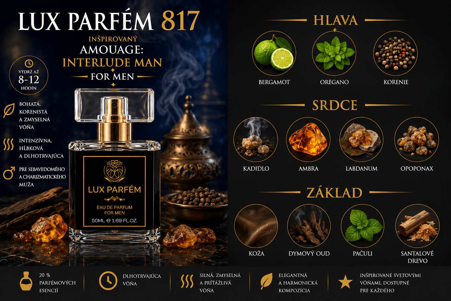 Lux Parfém 817 – Inšpirovaný Amouage: Interlude Man